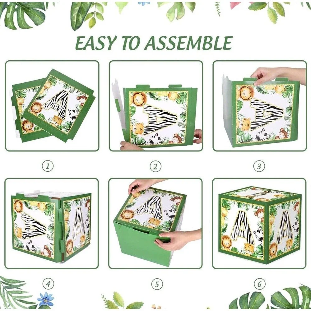 Bessmoso Jungle Baby Shower Blocks - 4‎ And Latex Balloons
